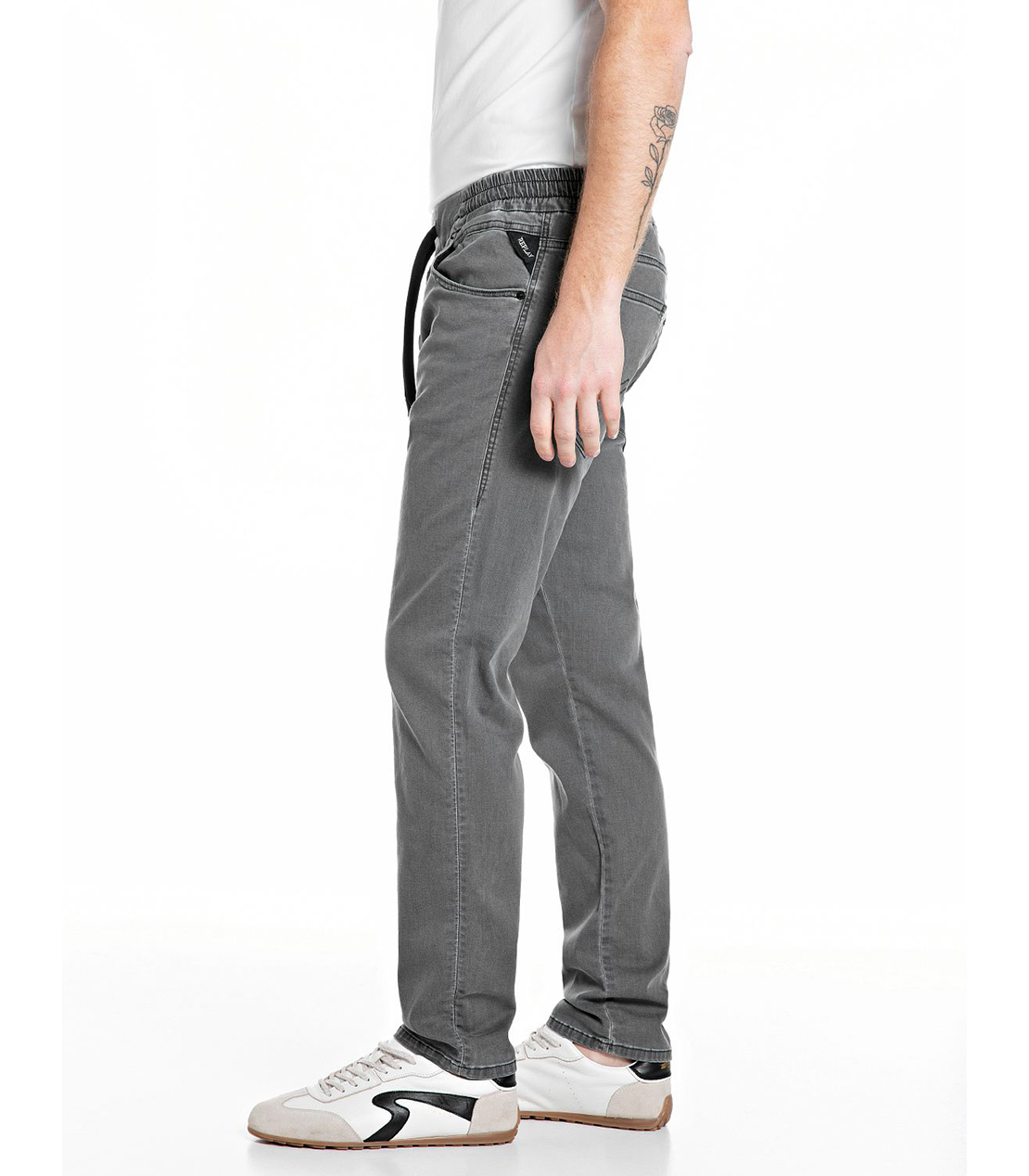 リラックステーパードLANNY Touch ブラックデニム 詳細画像 グレー 4